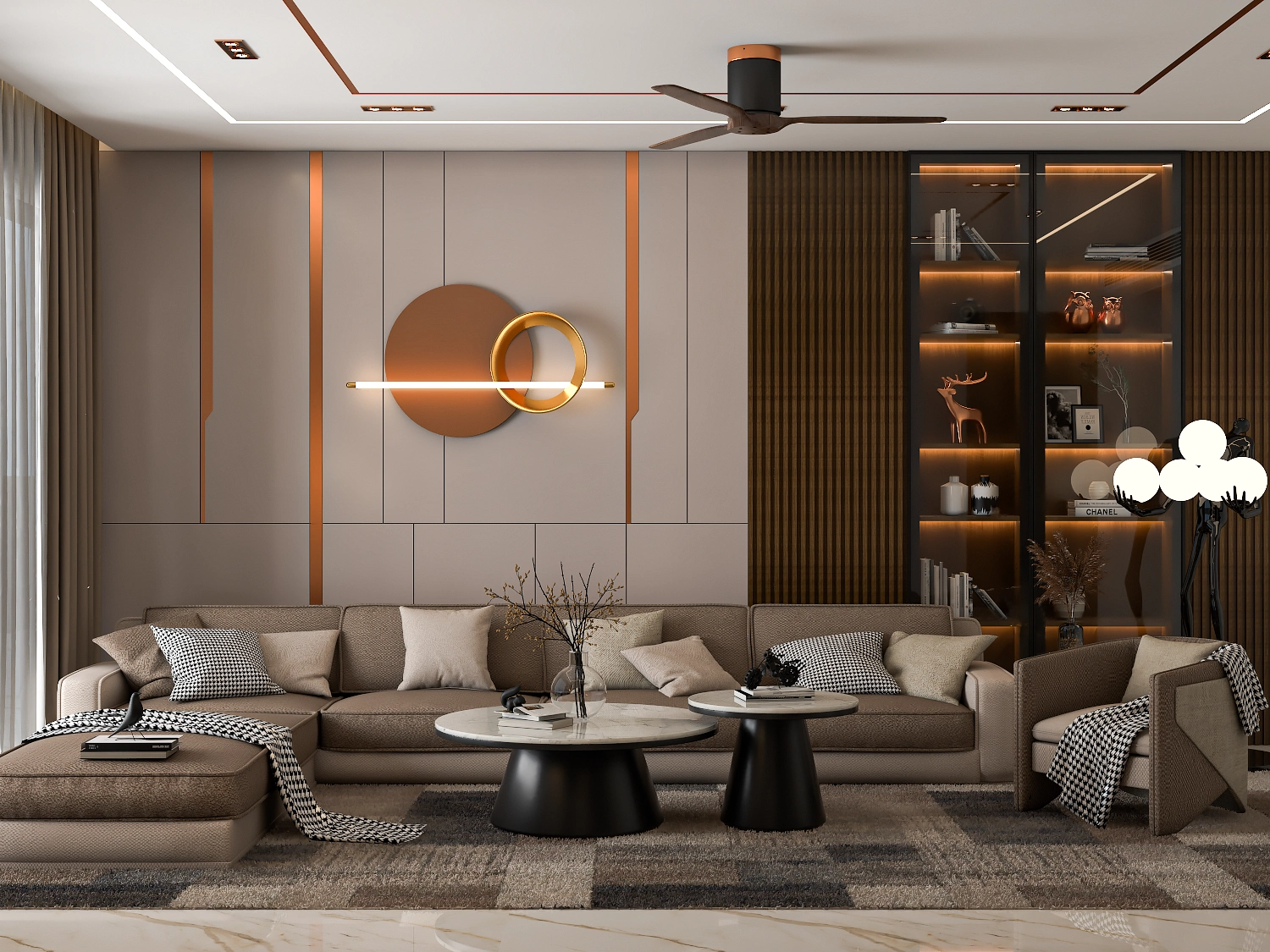 Modern living area by the Best Interior Company in Bangalore