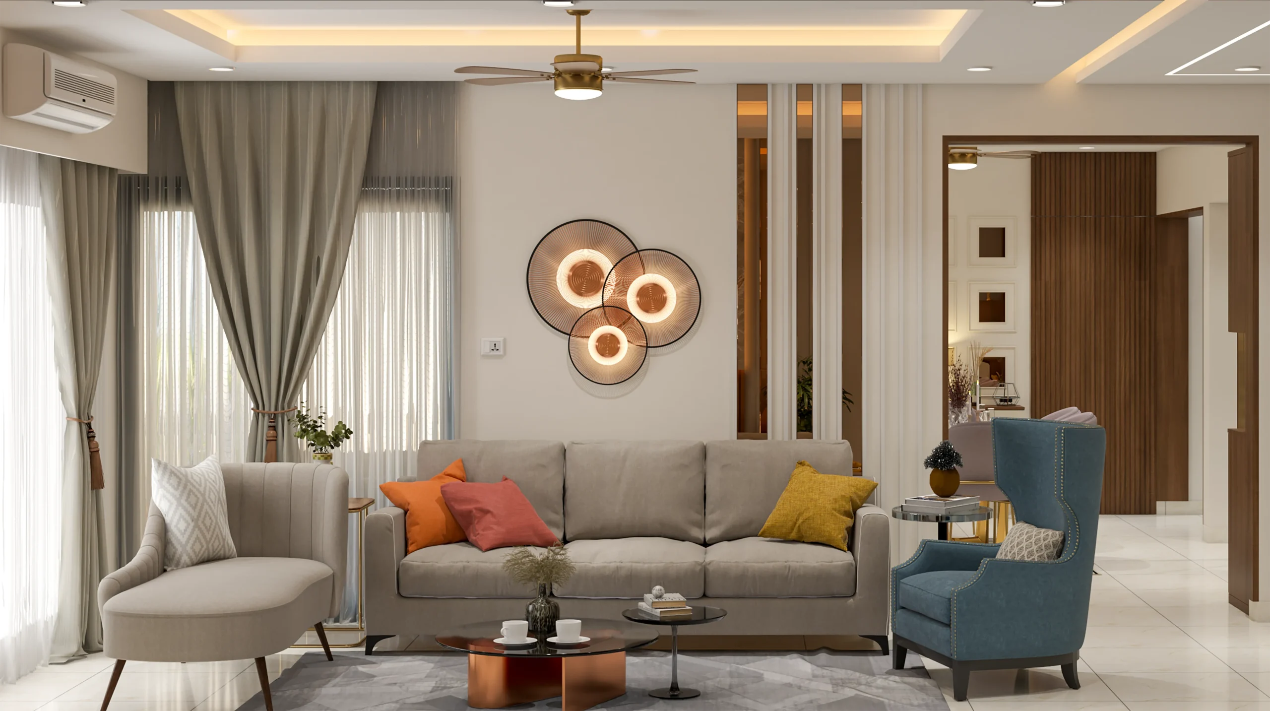 Apartment interiors designed by WeDezine Studio with modern and luxury finishes.