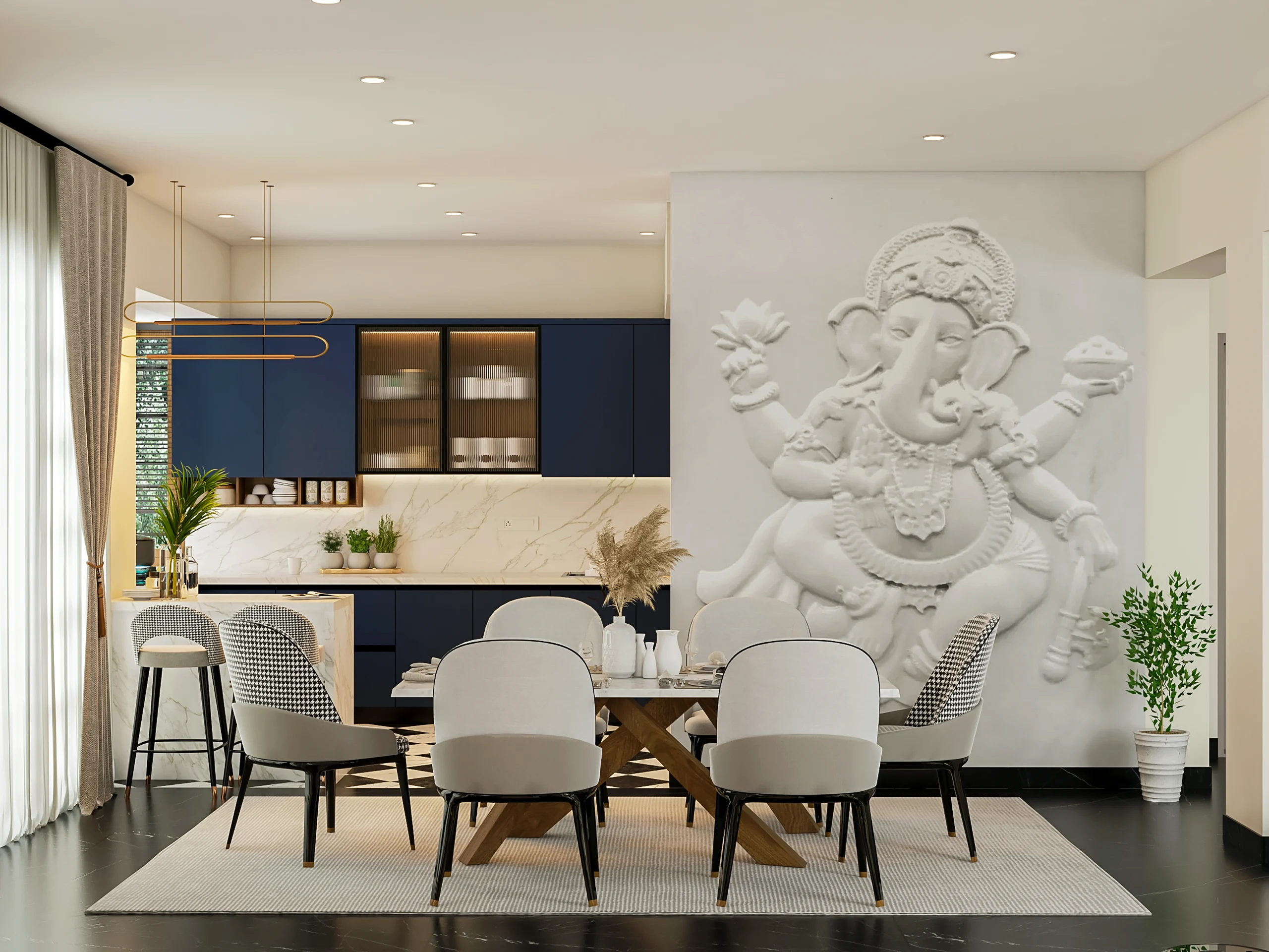 Open and modern dining area designed by an interior design company in Bangalore
