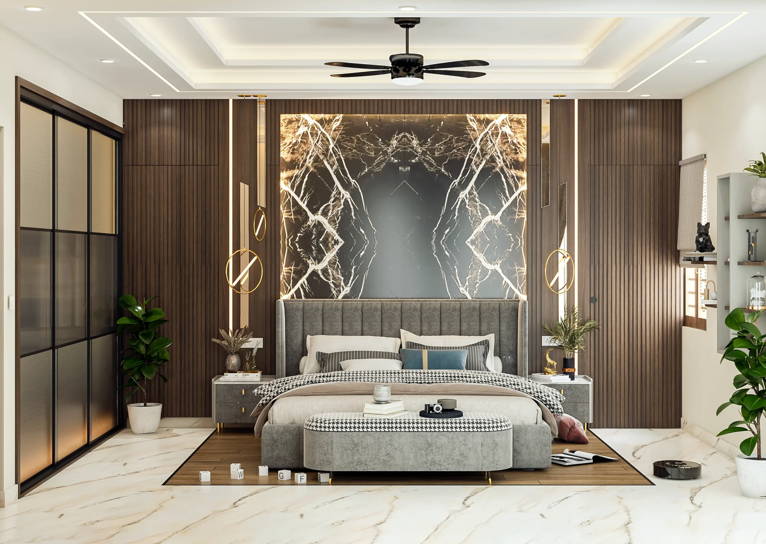 Cozy modern bedroom designed by the Best Interior Design Company in Bangalore