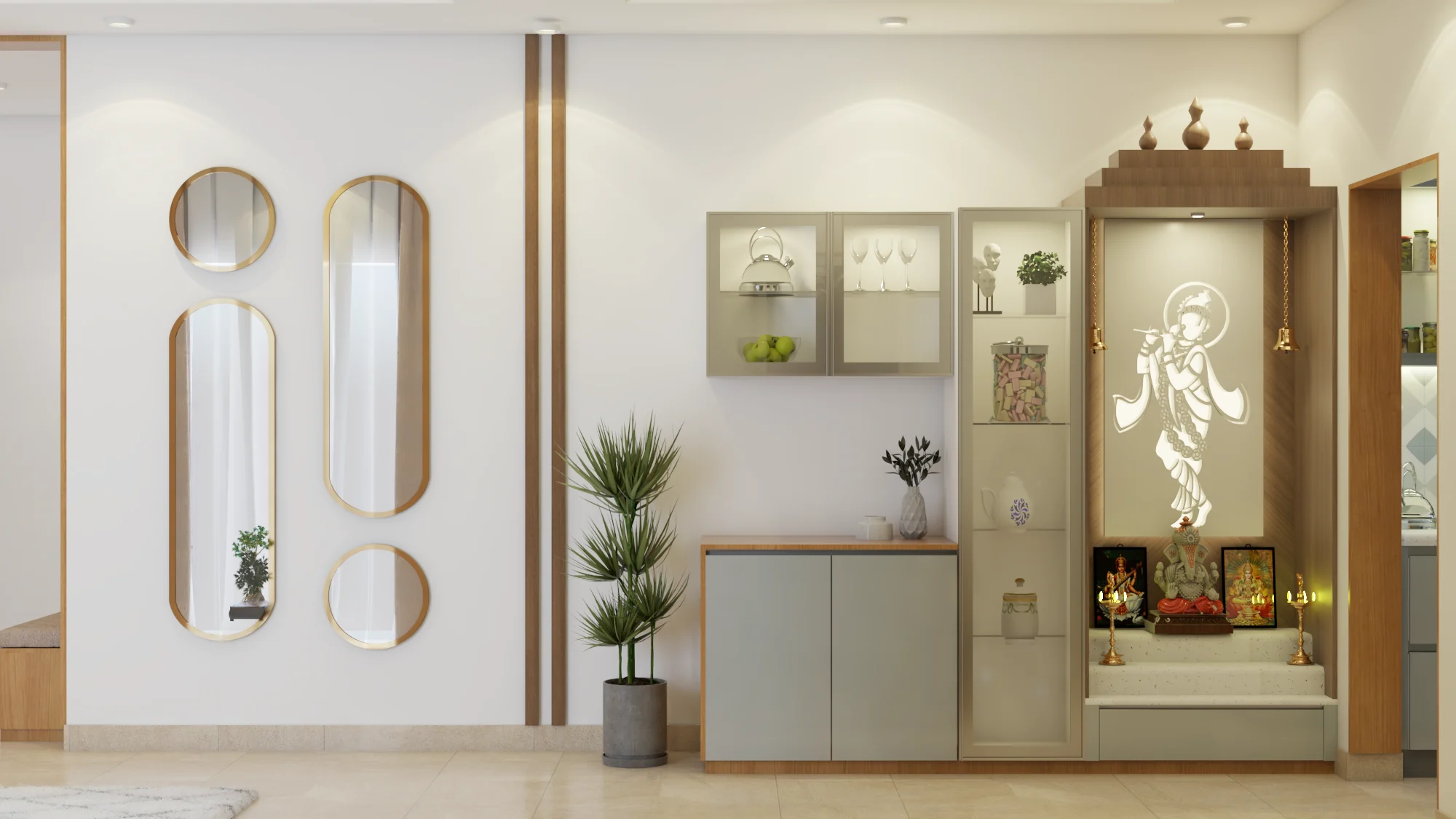 Modern apartment interior designed by top apartment interior designers Shivamoga.