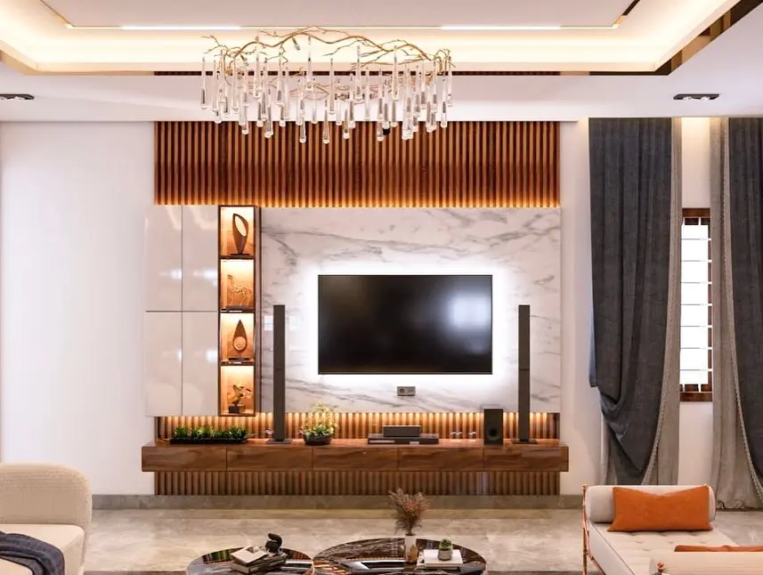 Apartment interiors in Shivamoga designed with modern luxury