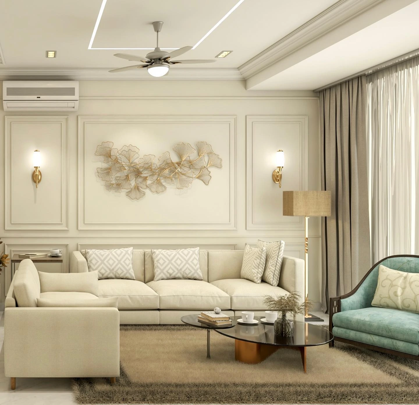 Luxury interiors in Bangalore featuring an elegant living room design