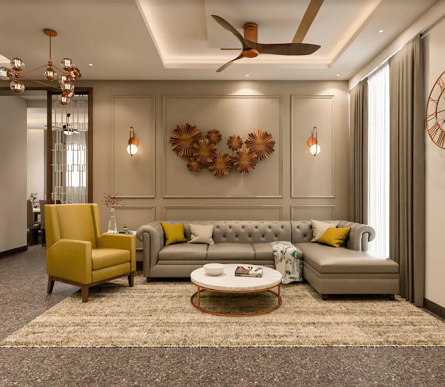 Modern living room designed by home interior designers in Bangalore