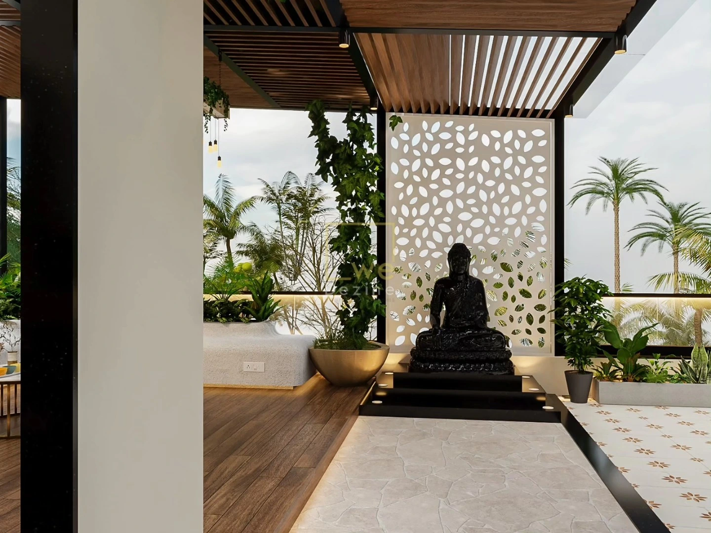 Home interior designers in Bangalore creating a serene, nature-inspired modern living space