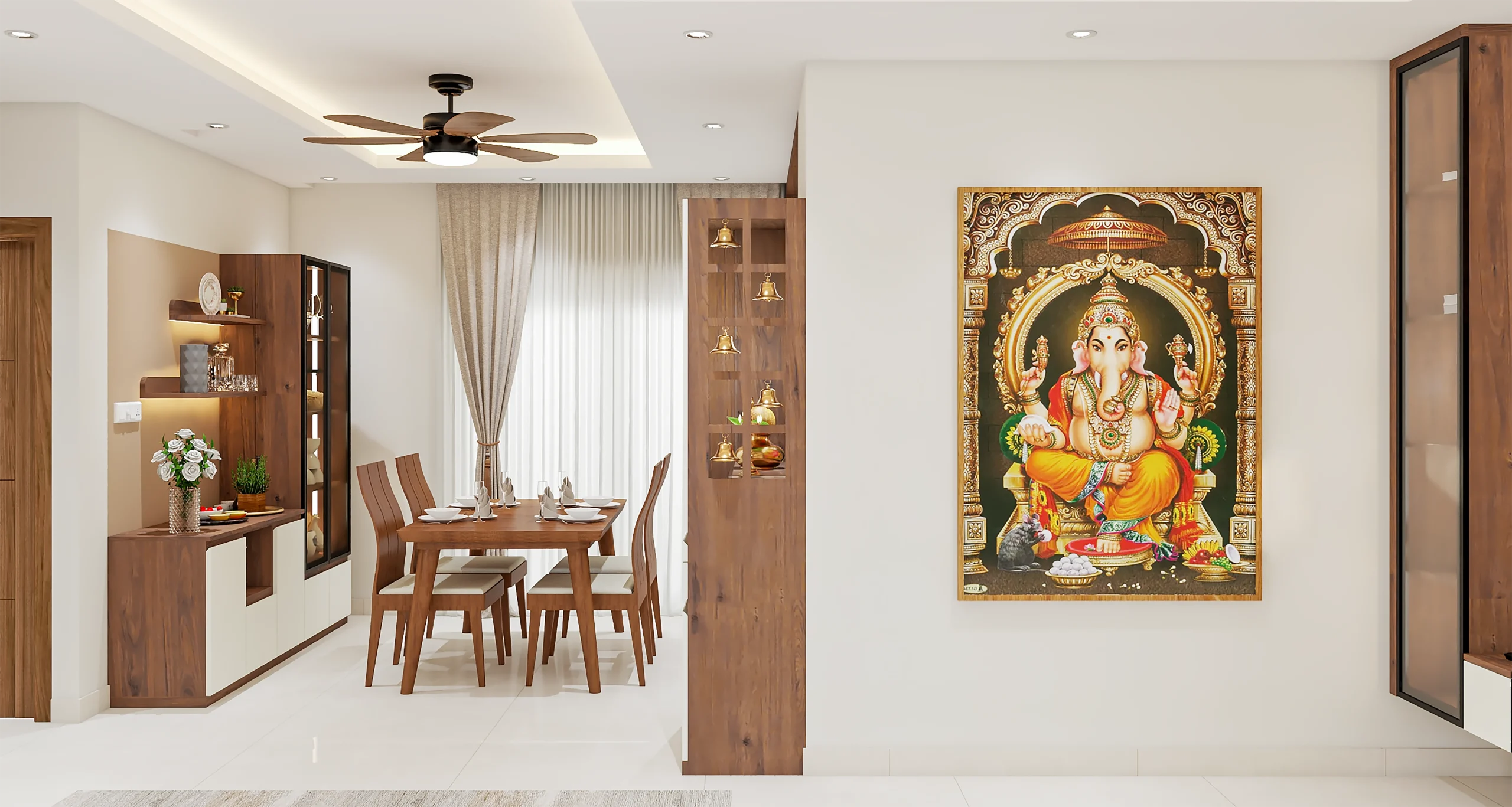 Modern dining and living space by Home Interior Design Bangalore experts