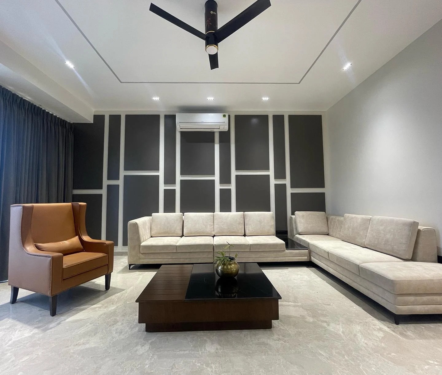 House Design Shivamoga modern living room interior by WeDezine Studio