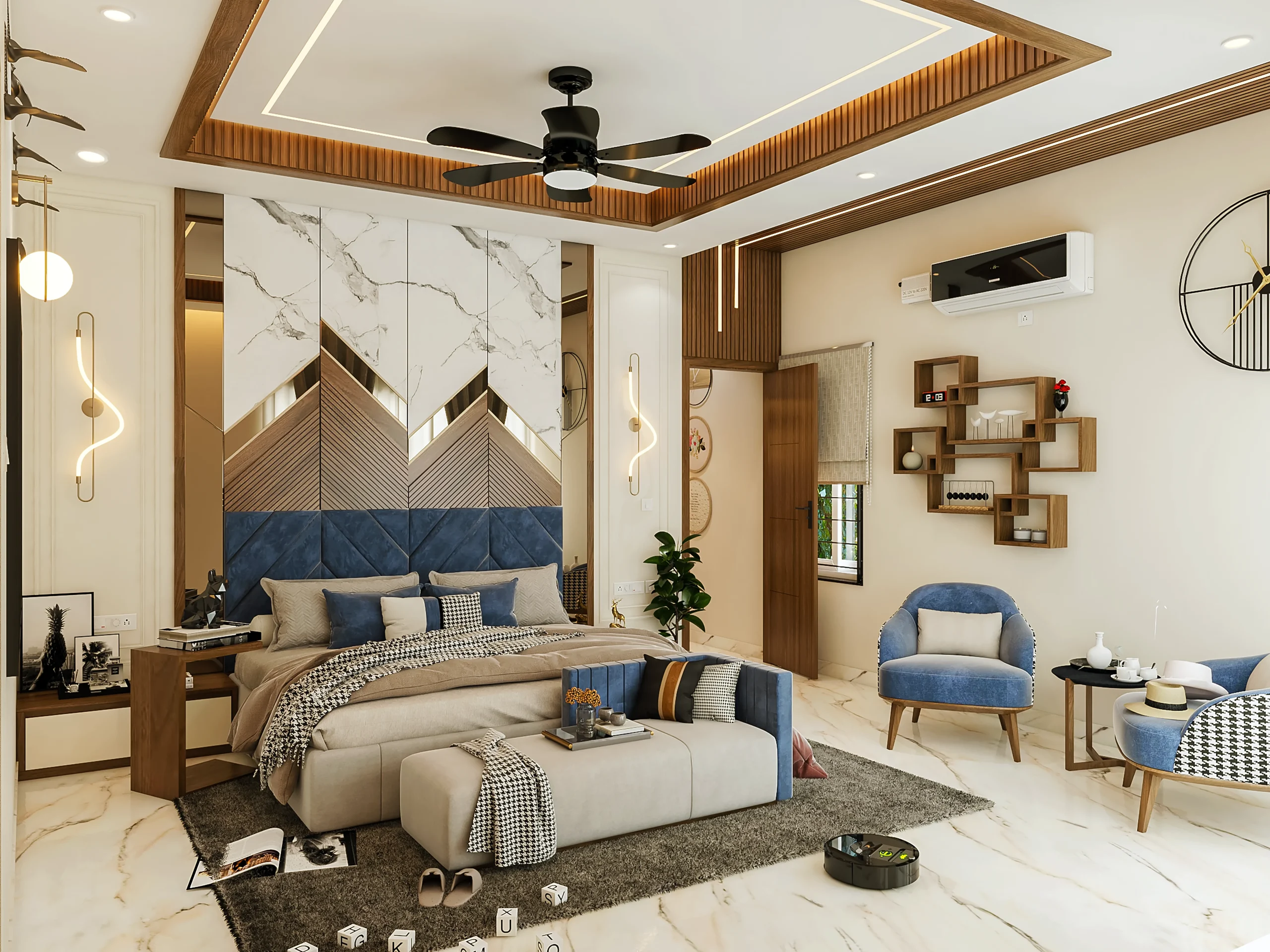 Modern living room designed by WeDezine Studio