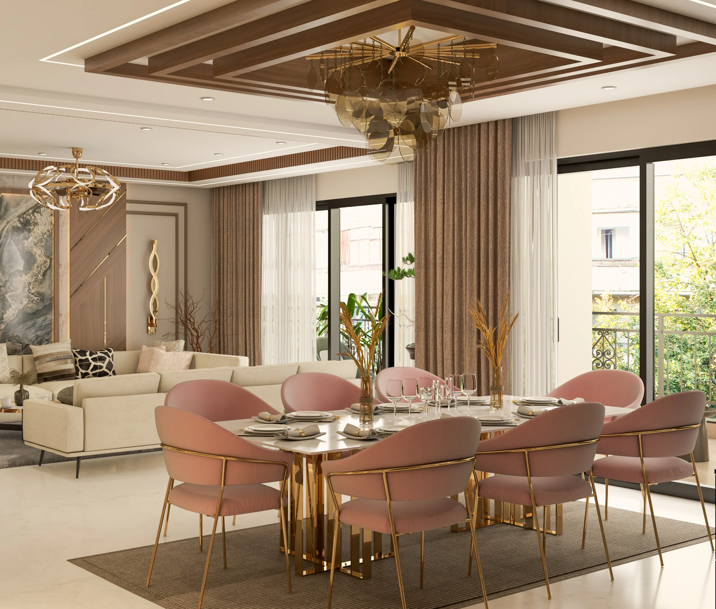 Luxury open-concept dining room designed by best interior designers in Bangalore
