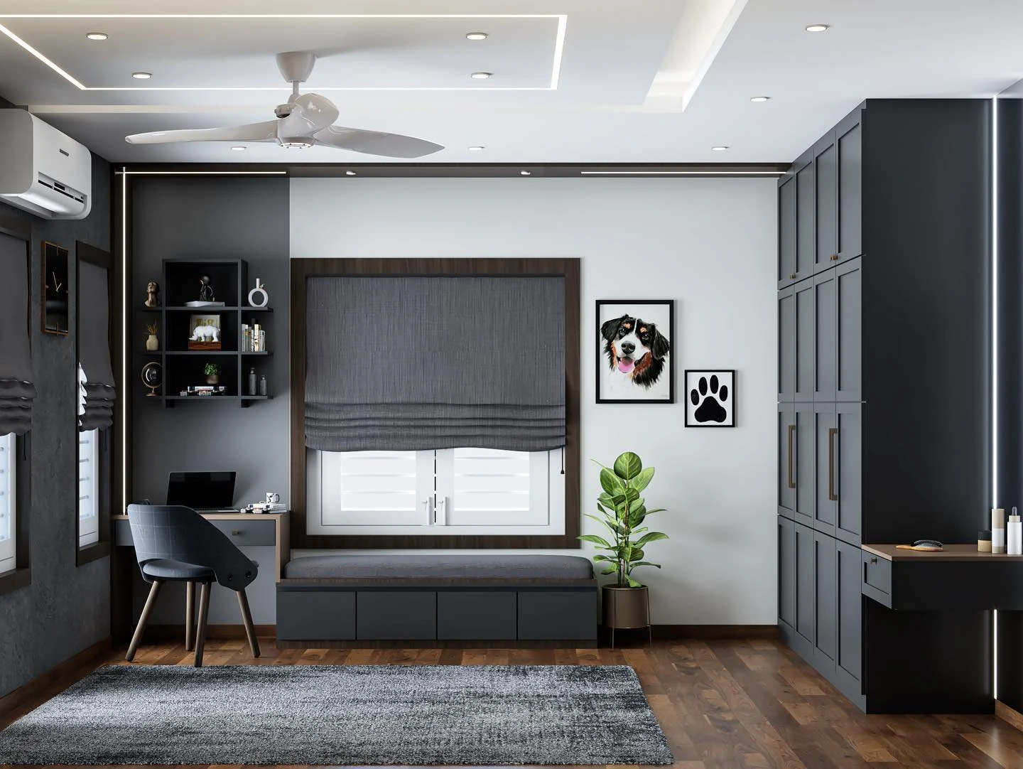 Best interiors in Bangalore with deep grey modern home design