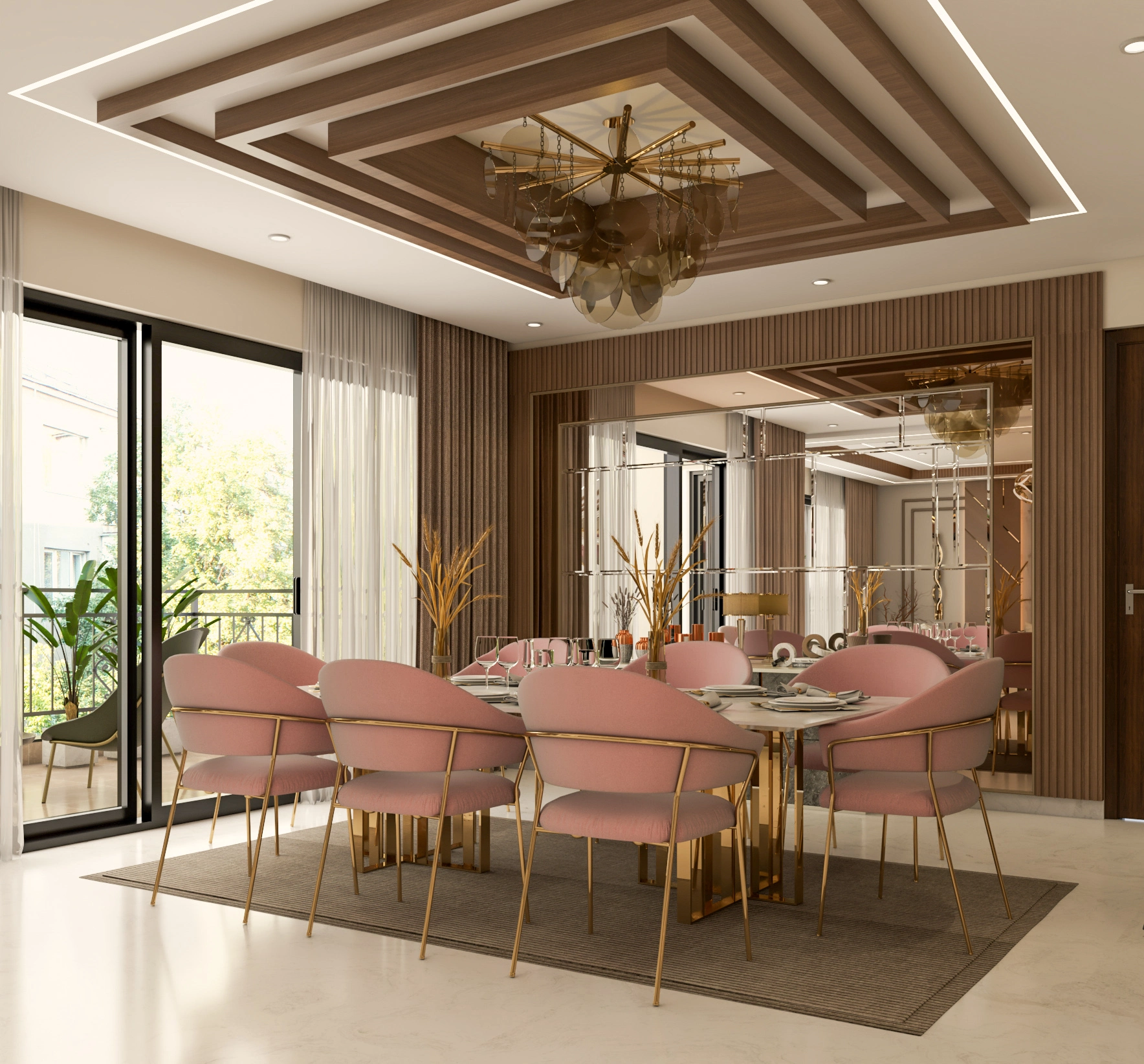 Luxury dining room for modern home design Shivamoga by WeDezine Studio