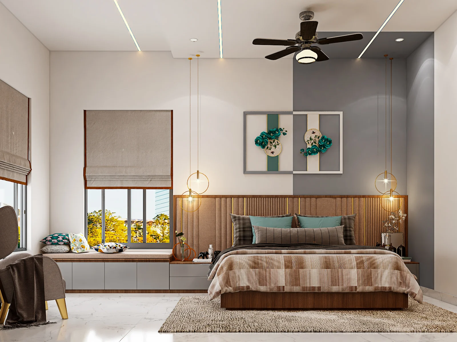 Luxury modern bedroom designed by an Interior Designers Company in Bangalore