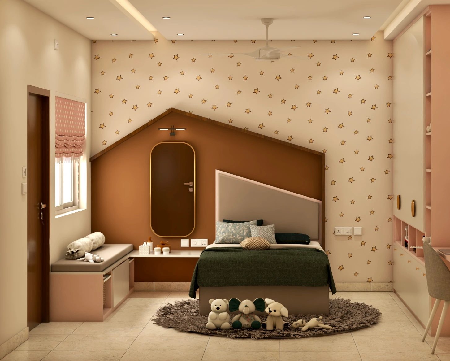 Modern relaxing bedroom designed by Interior Firms in Bangalore