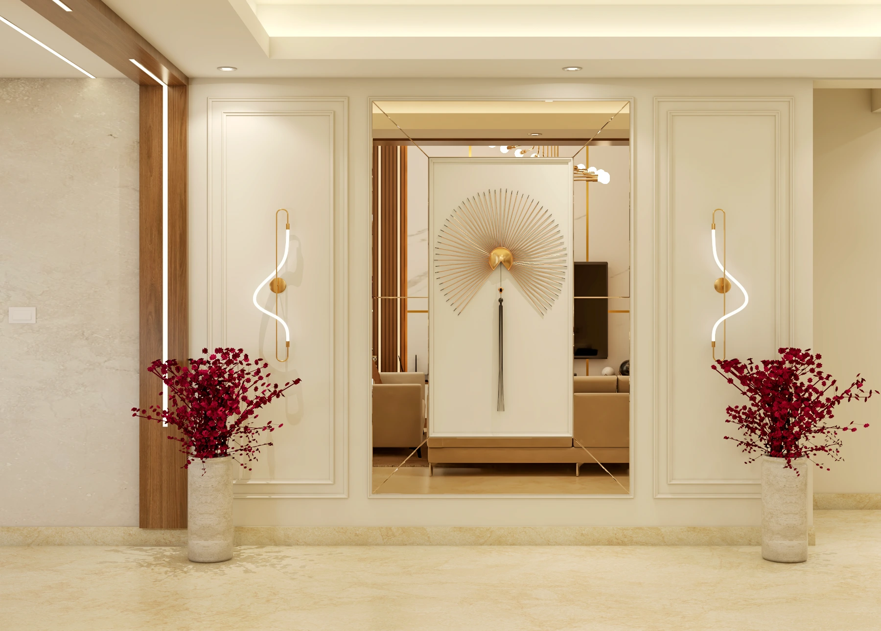 Luxury foyer design showcasing elegant Home Interiors Bangalore style