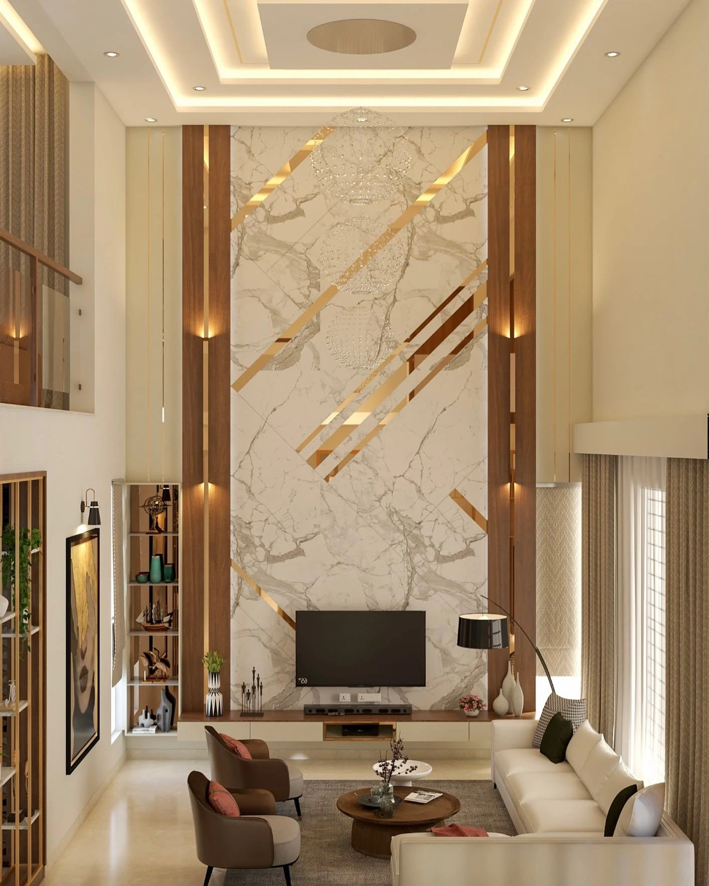 Best home interiors Bangalore with luxury modern living room design
