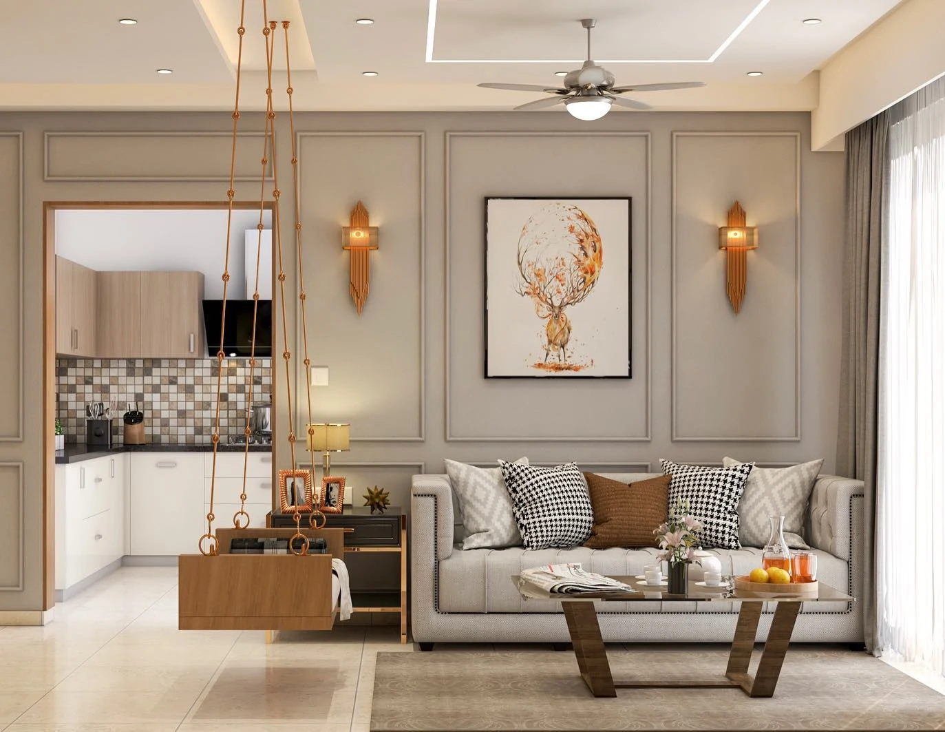 Living Room Interior Design Shivamoga with elegant modern décor