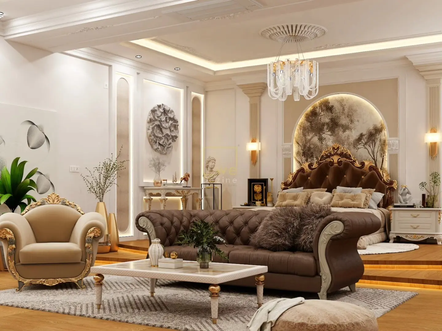 Home Interiors Shivamoga luxury living room and bedroom design by WeDezine Studio