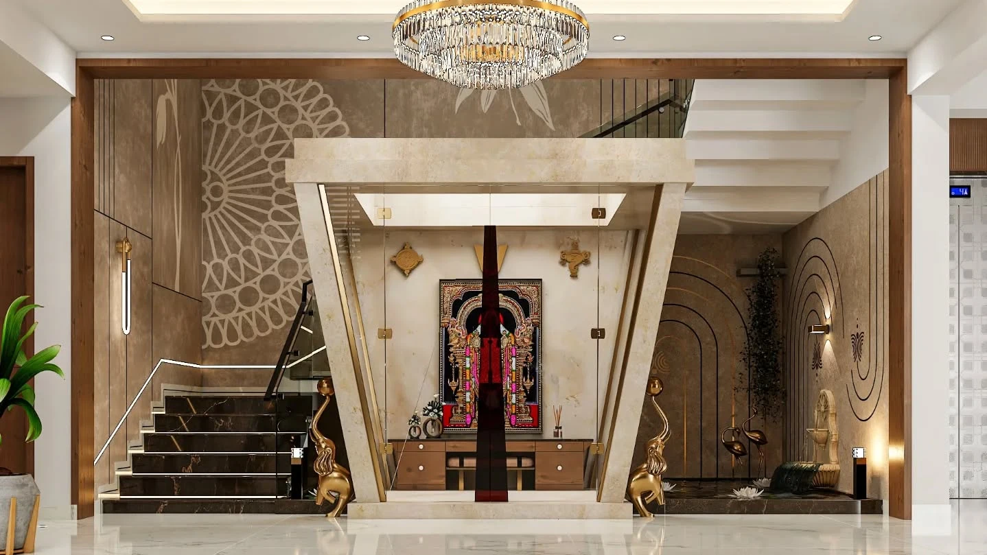 Luxury pooja room interior in Bangalore home.