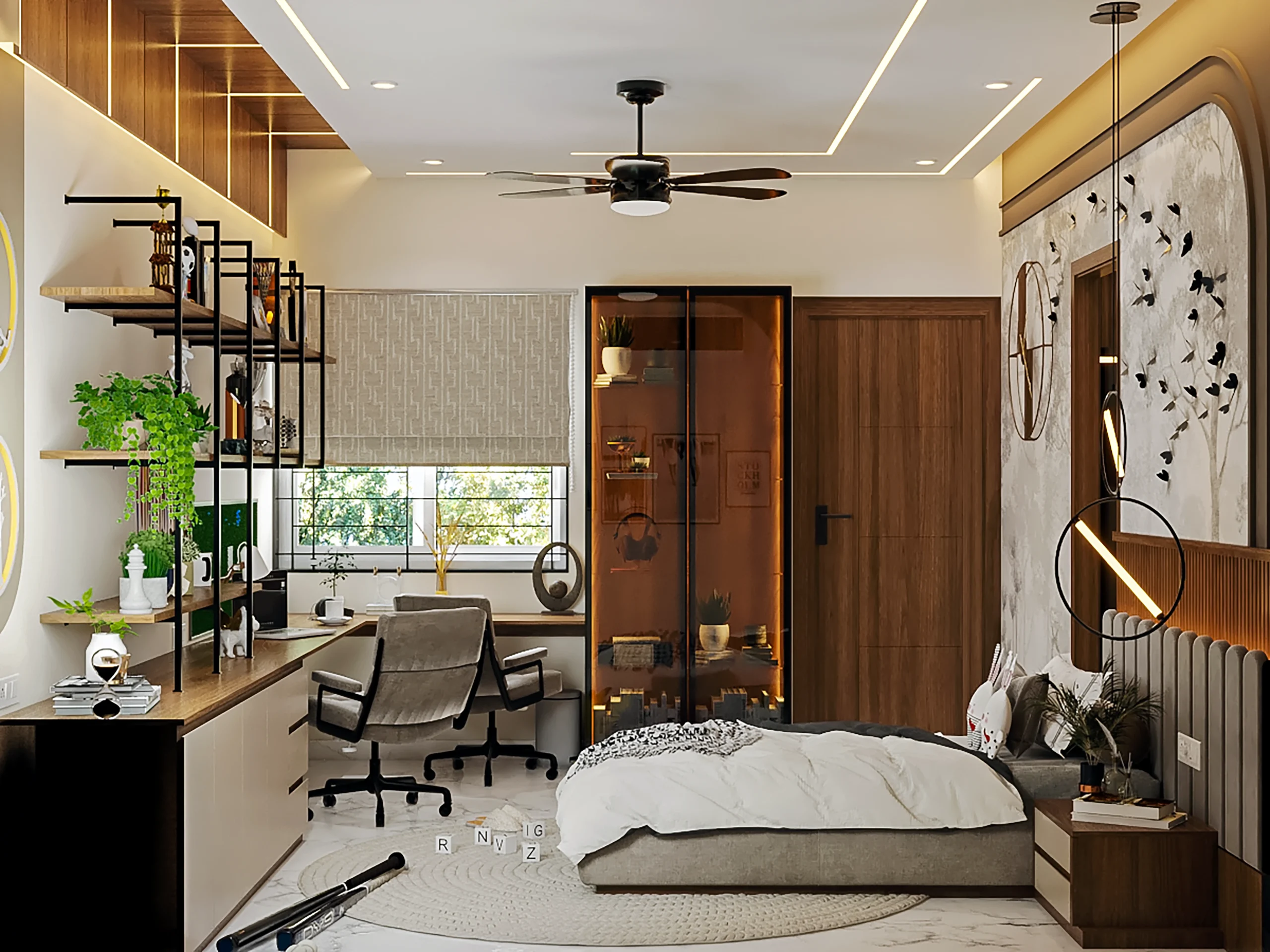 Modern Home Design Shivamoga interior with stylish shelves and minimalist décor