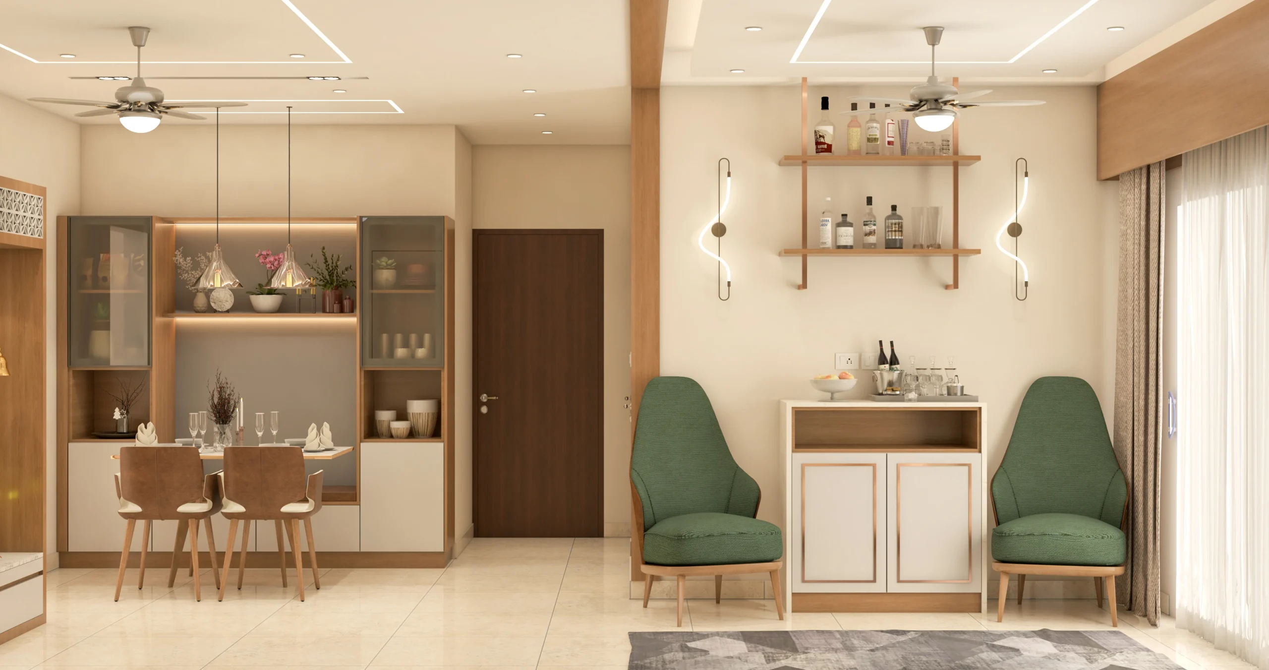 Best Interior Design in Shivamogga with modern minimalist living room by WeDezine Studio