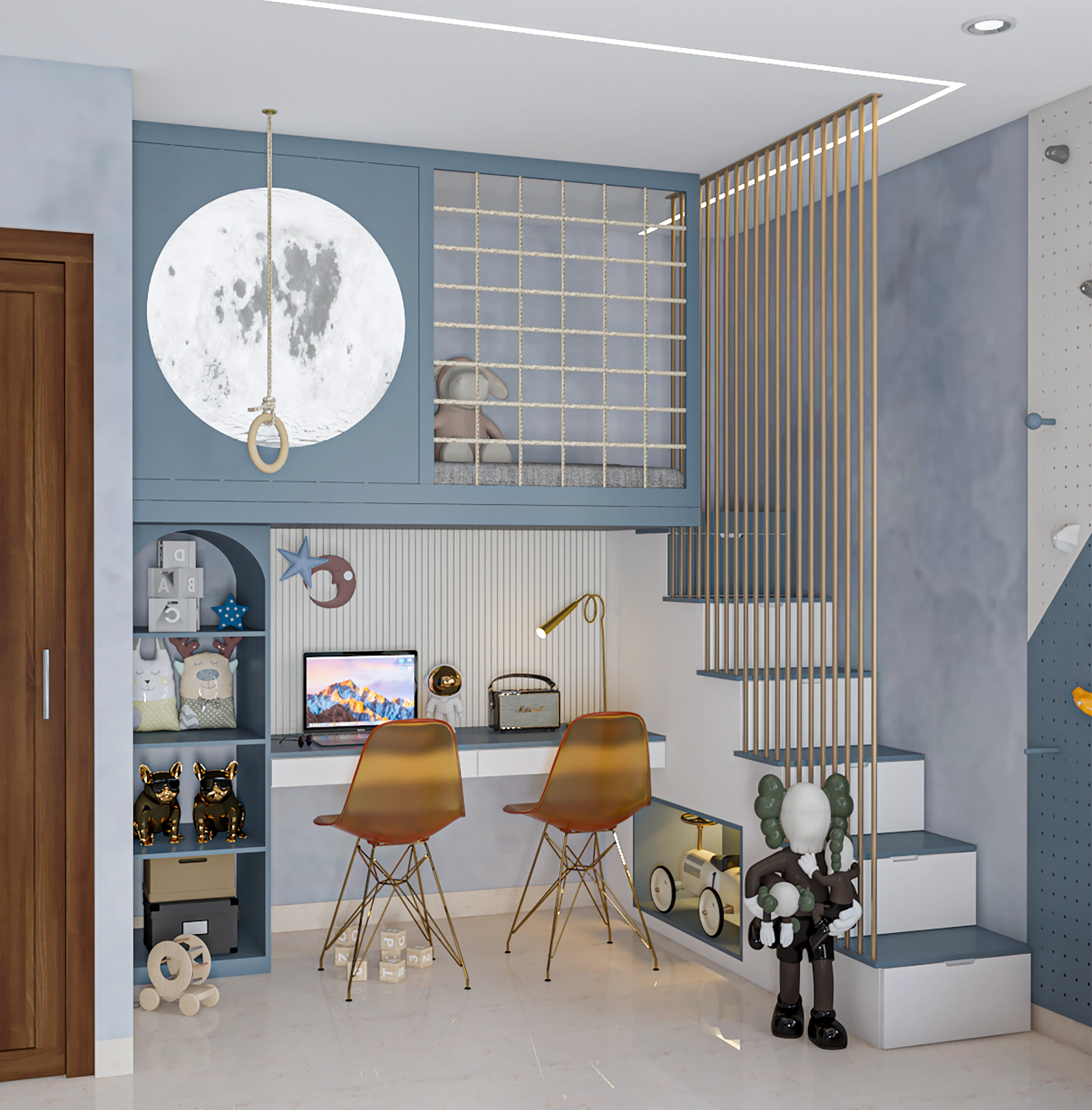 Modern home office design in luxury homes in Bangalore by WeDezine Studio.