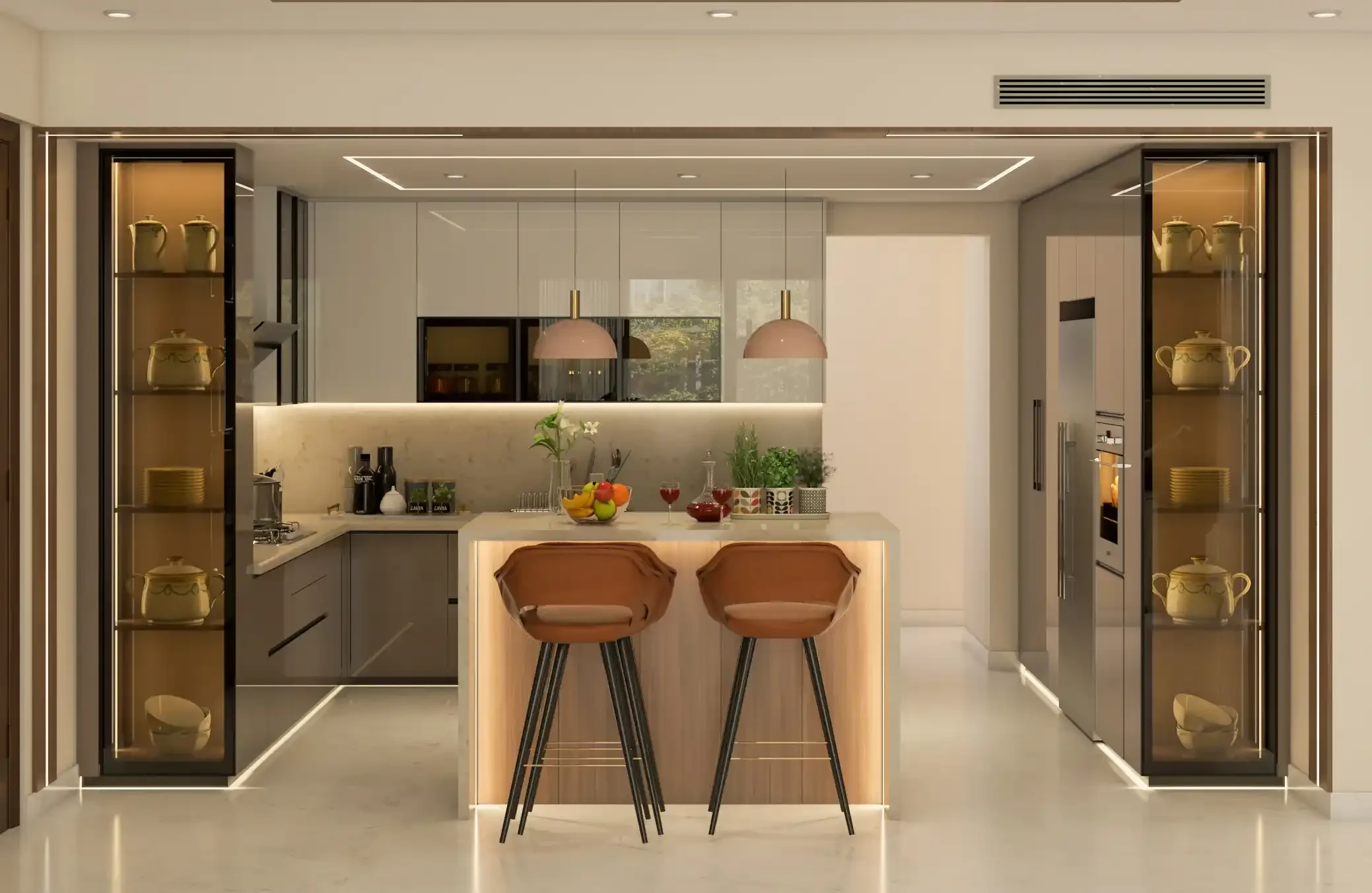 Modern modular kitchen designed by Interior Designers Company in RR Nagar by WeDezine Studio.