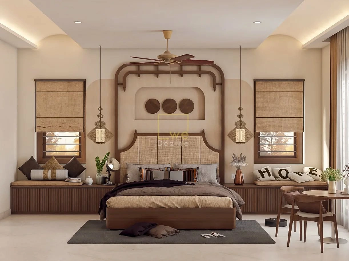 Modern luxury bedroom showcasing Home Interior Design Shimoga by WeDezine Studio.