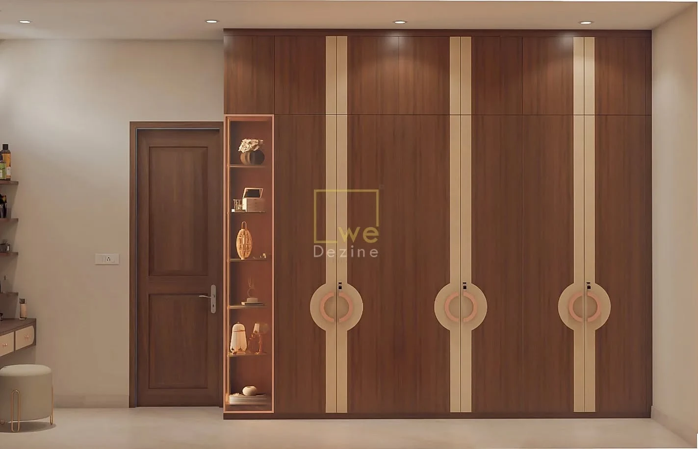 Modern luxury wardrobe design by WeDezine Studio