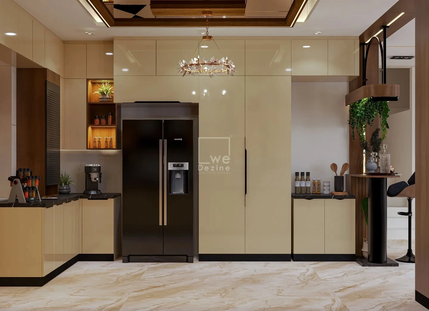 Luxury modular kitchen by WeDezine Studio showcasing Home Interior Design Bangalore.