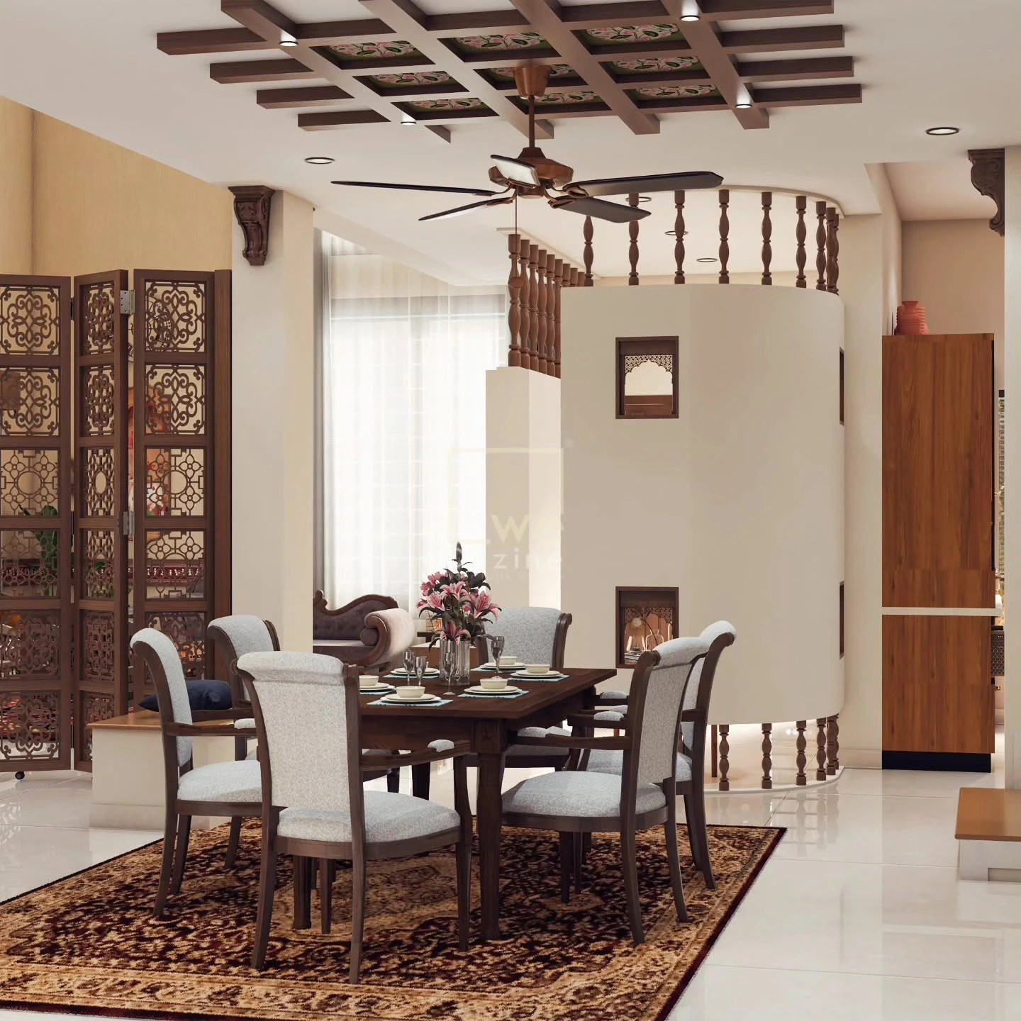 Elegant traditional dining area by WeDezine Studio