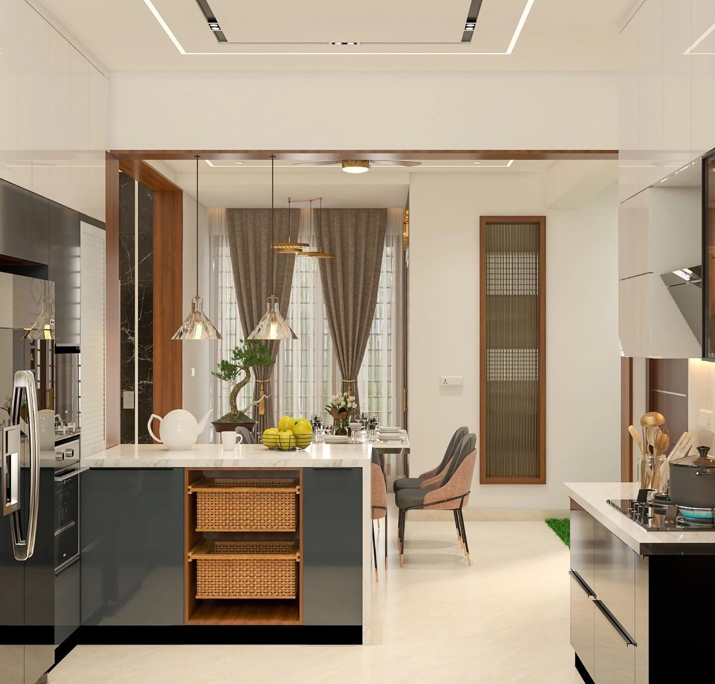 Modern luxury kitchen designed by Home Interior Designers in Bangalore