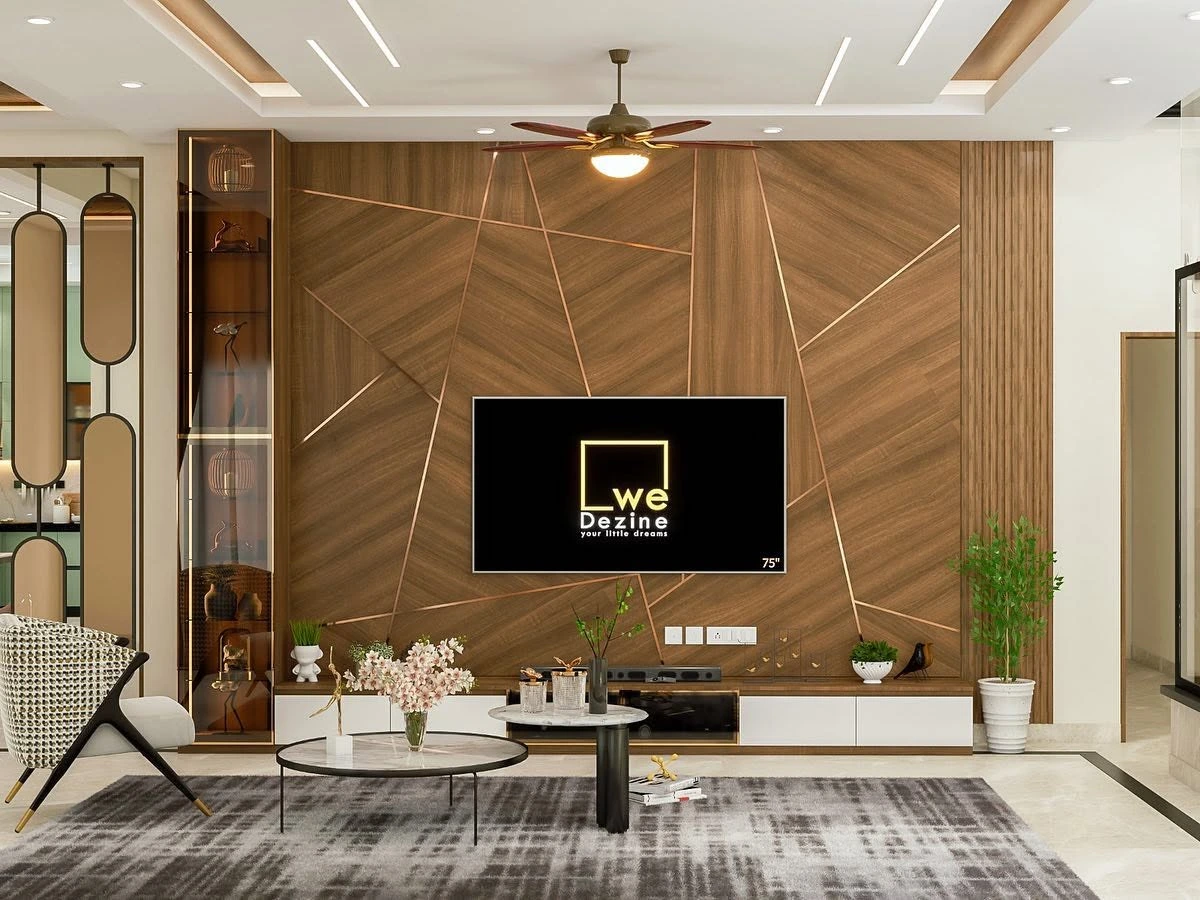 Best Home Interior Designers in Bangalore creating modern living room statement wall designs