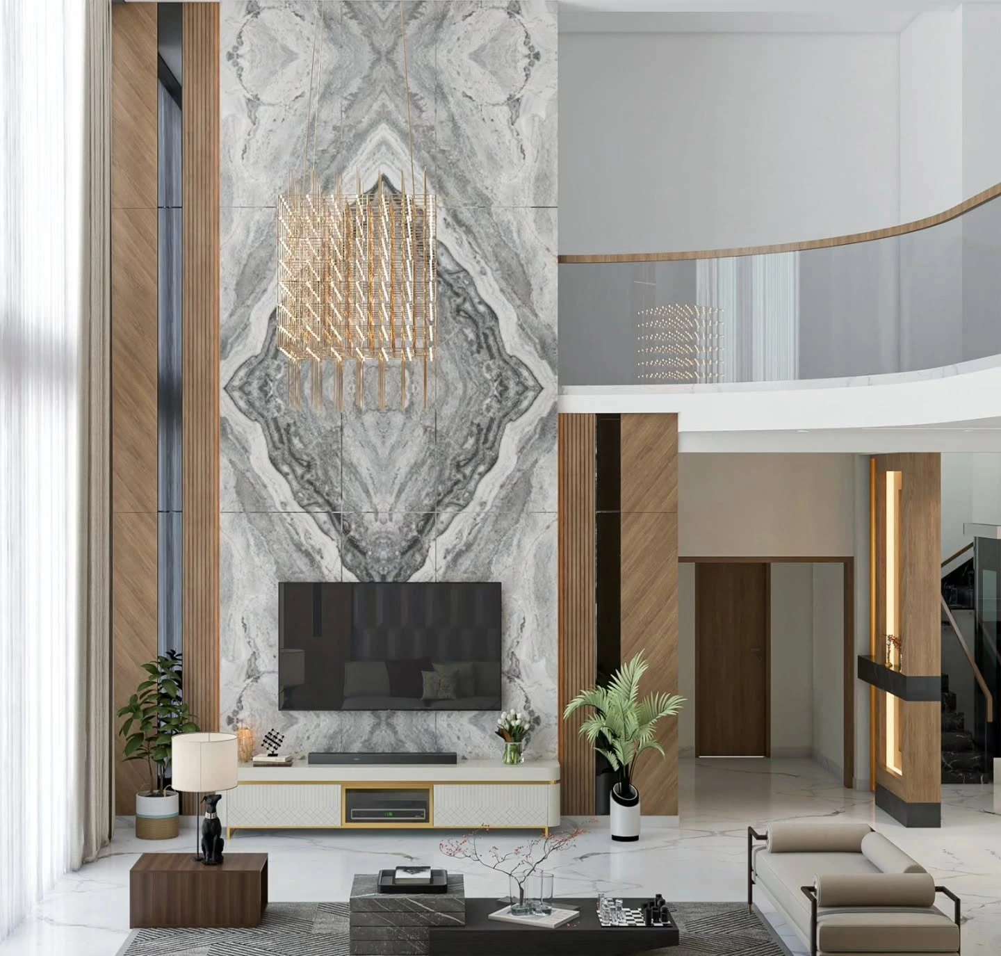 Luxury Homes with a grand double-height living room