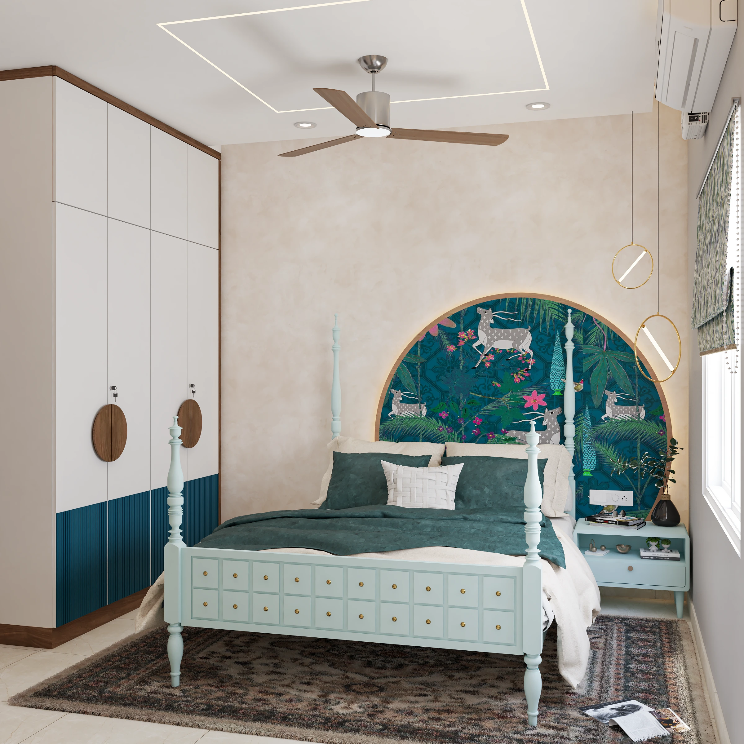 Modern arched bedroom interior designed by Interior Designers in Bangalore