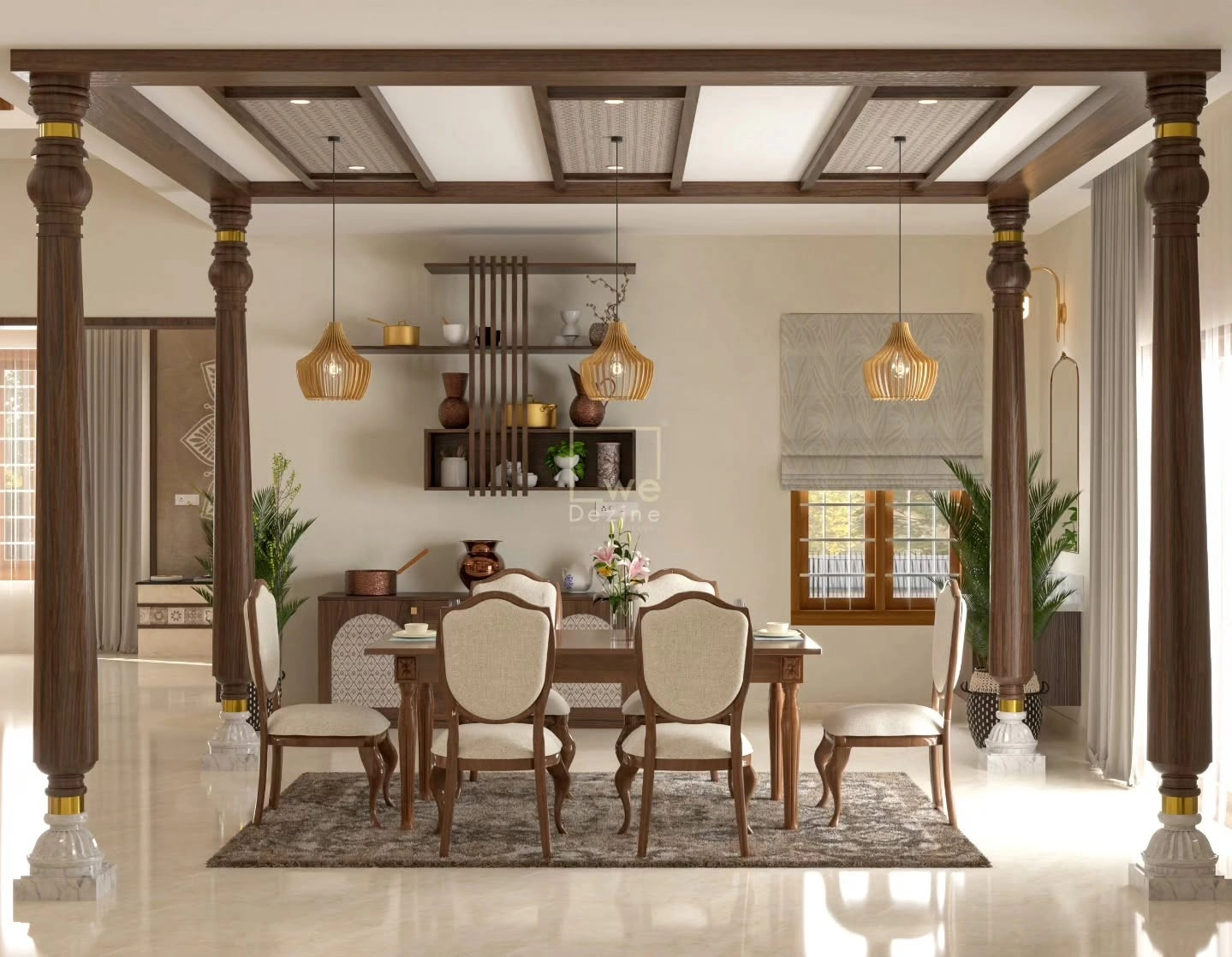 Contemporary Indian dining interior by WeDezine Studio