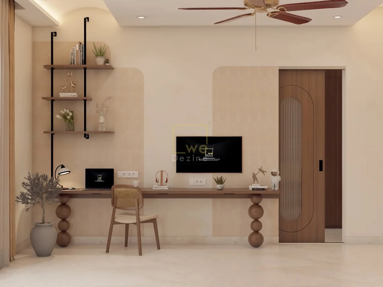 Modern luxury home interior with warm wood and elegant neutral tones