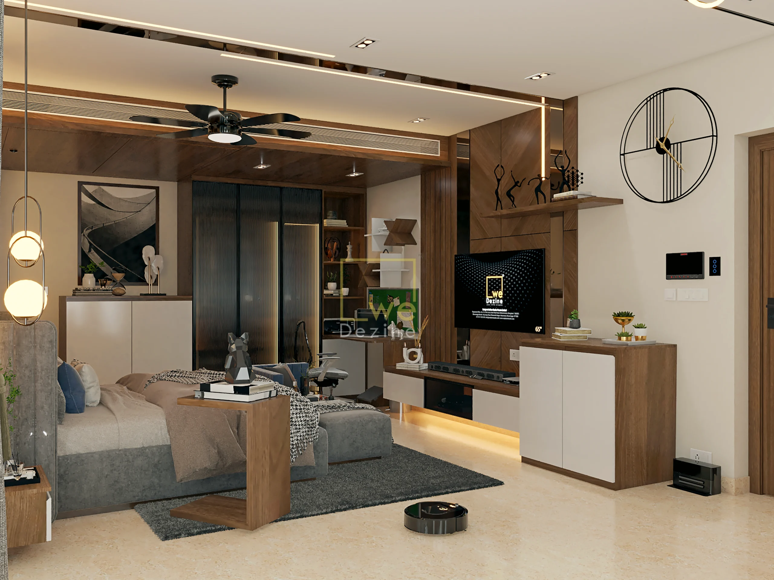 Luxurious master bedroom design by Home Interior Designers in Bangalore.